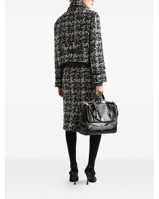 Dolce & Gabbana Black Wool Blend Midi Skirt
