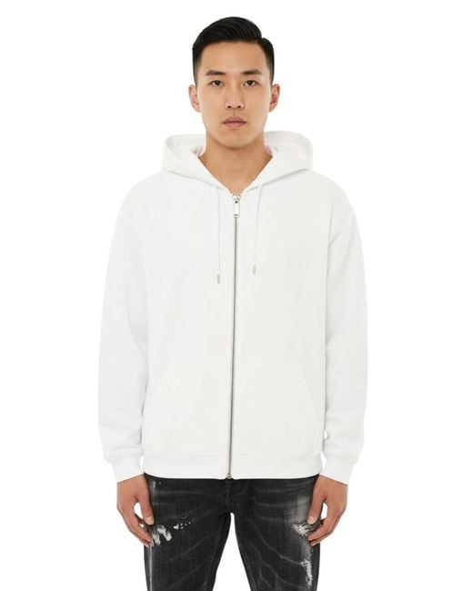 DSquared² White Solid Zip Up Hoodie for men
