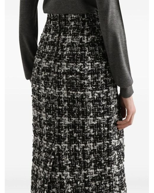 Dolce & Gabbana Black Wool Blend Midi Skirt