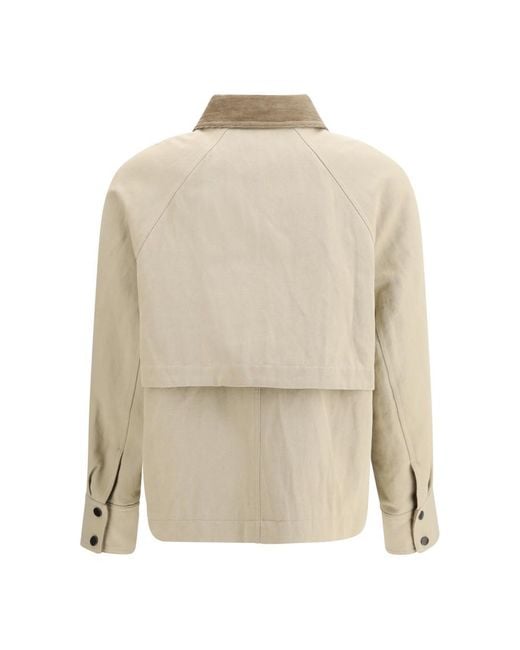 Brunello Cucinelli Natural Solid Shirt Collar Jacket