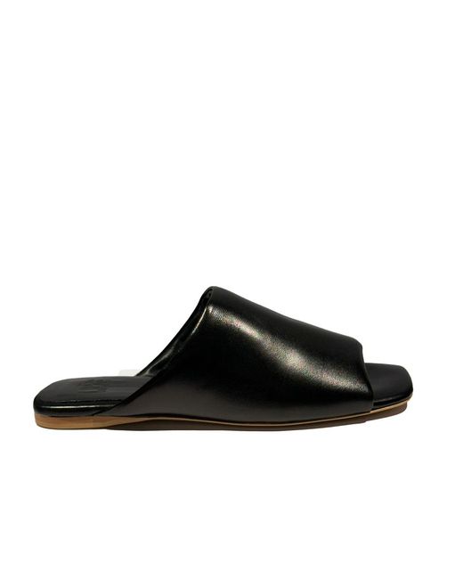 LA ROSE Black Slip On Slides