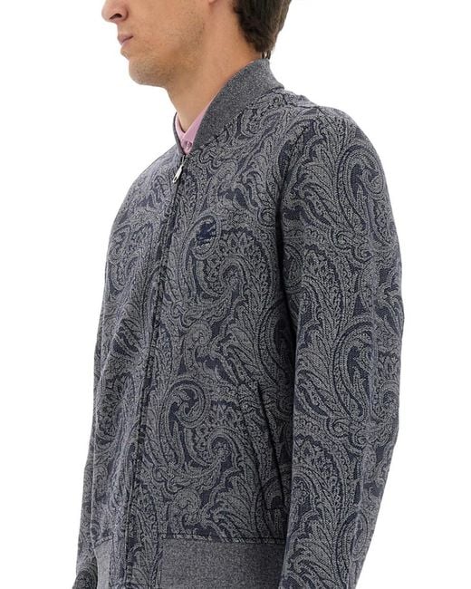 Etro Gray Jacquard Jacket for men