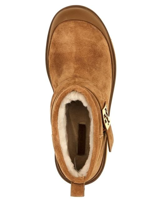 Tory Burch Brown 'Mellow Shearling Platform' Ankle Boots