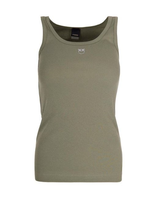 Pinko Green Solid Round Neck Top