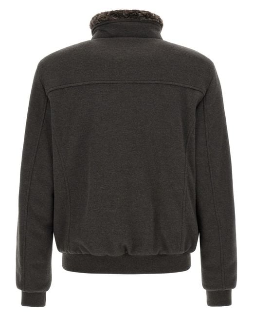 Moorer Black Solid Band Collar Jacket for men
