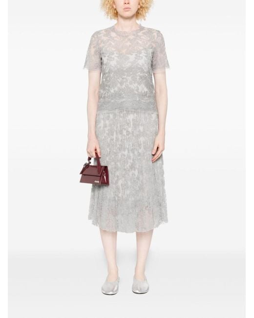 Ermanno Scervino White Lace-Trimmed Short-Sleeved T-Shirt