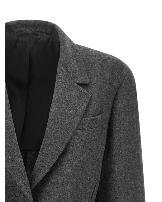 Brunello Cucinelli Black Solid Notched Lapel Blazer