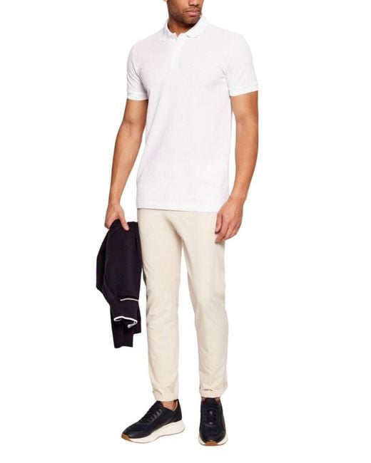Boss White Solid Polo for men