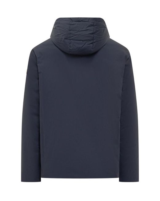 Moncler Blue Solid Hood Jacket for men