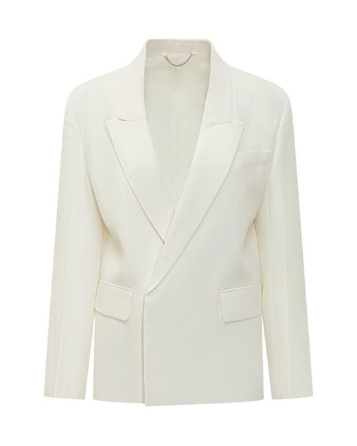 Victoria Beckham Women's White Solid Notched Lapel Blazer