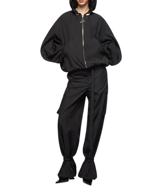 The Attico Black Solid Hood Jacket