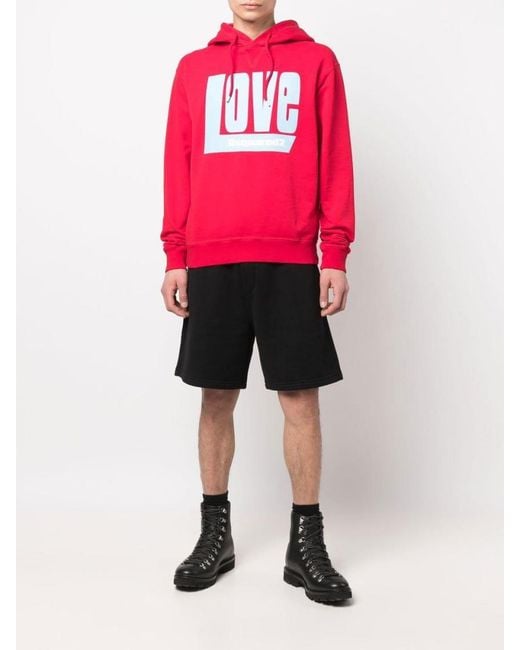 DSquared² Pink 'Love' Logo-Print Hoodie for men