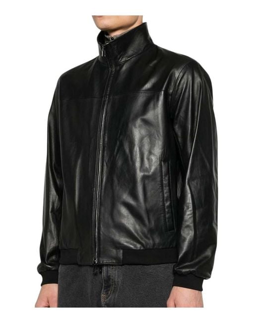 Emporio Armani Black Solid Regular Jacket for men
