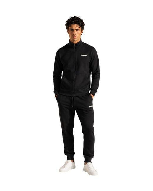 EA7 Black Regular Logo Tracksuit for men