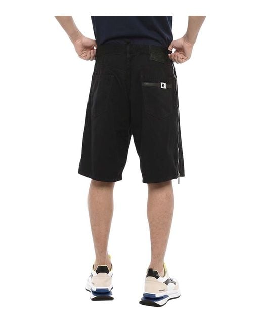 DSquared² Black Solid Relaxed Shorts for men