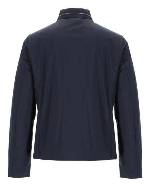 Moorer Blue Solid Mock Collar Jacket for men