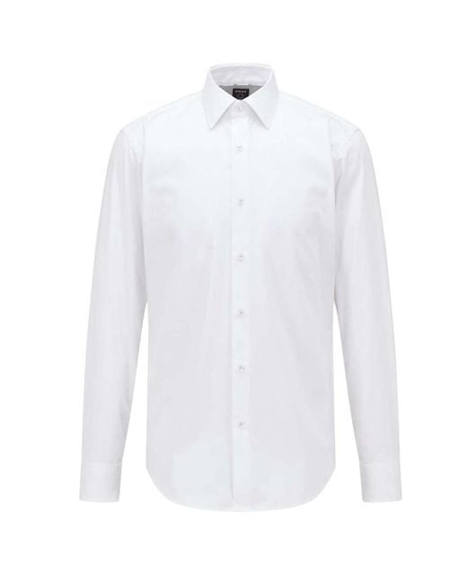 Boss White Regular Solid Shirts for men