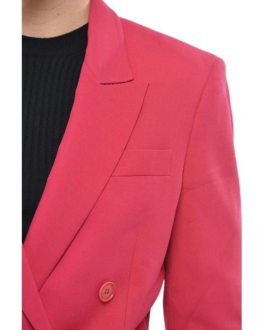 Stella McCartney Pink Solid Peaked Lapel Blazer