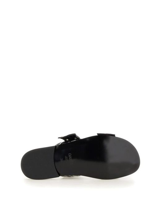 Ganni Black Solid Buckle Sandals
