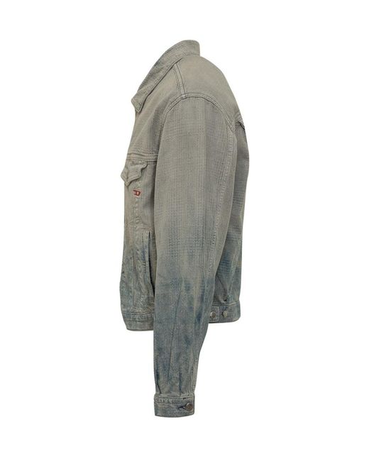 DIESEL Gray Solid Shirt Collar Jacket for men