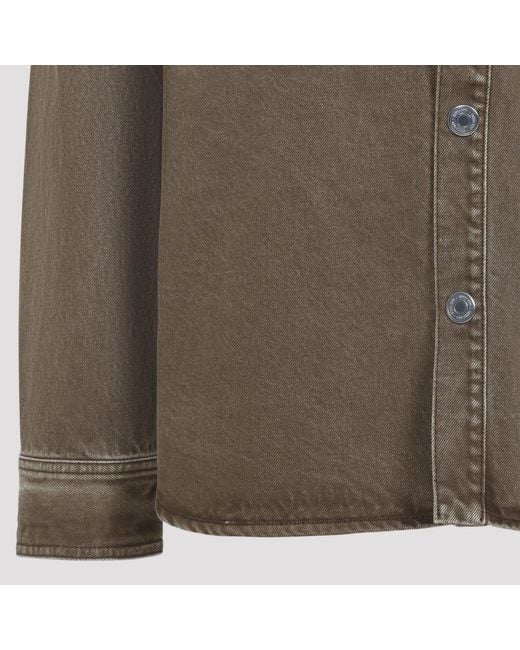 AMI Brown Long Sleeves Logo Shirt for men