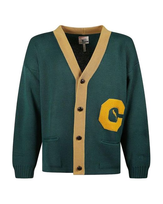 Champion Green Wool Color-Block Cardigan for men