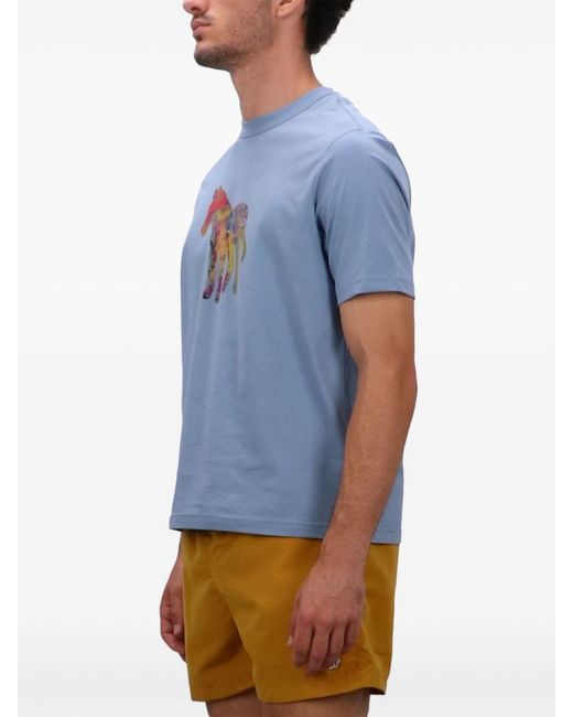 Paul Smith Blue Crewneck Printed T-Shirt for men