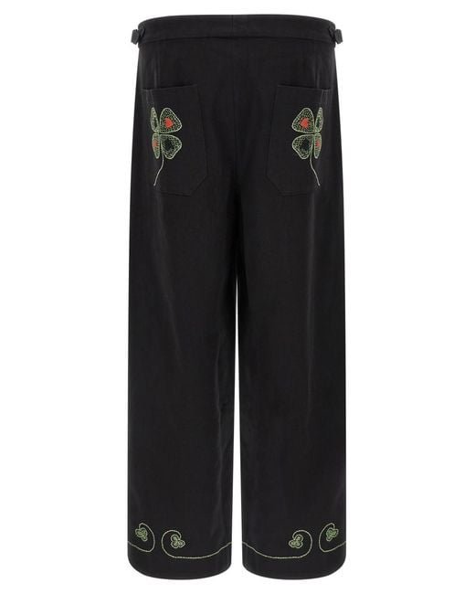 Bode Black 'Lucky Draw' Pants for men