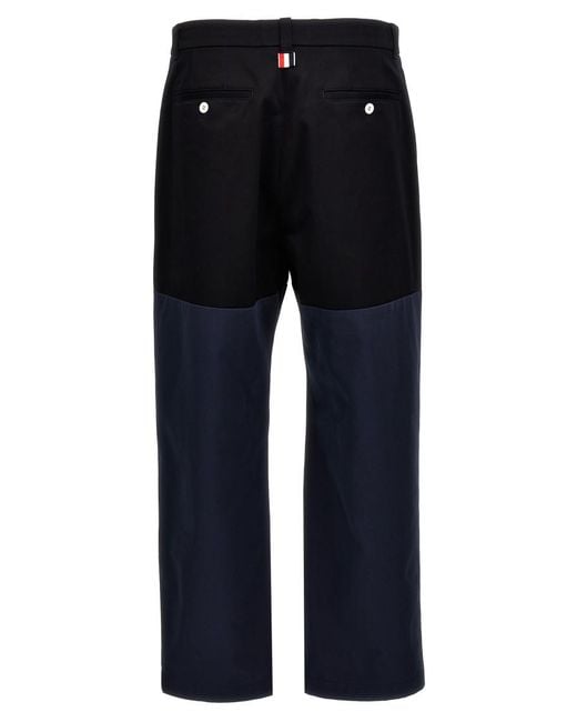 Thom Browne Blue Flat Front Pants for men