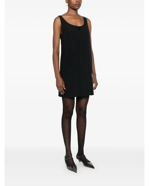 Prada Black Triangle-Logo Mini Dress