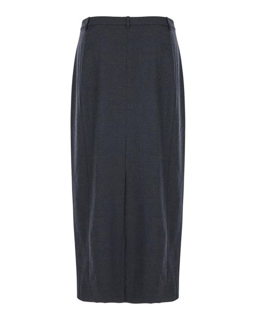 Theory Gray Midi Skirt With Slit