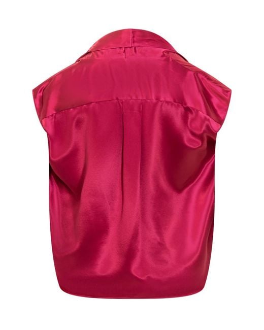 Alberta Ferretti Pink Solid V Neck Top