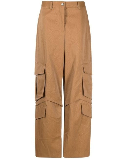 MSGM Natural Multi-Pocket Cargo Trousers