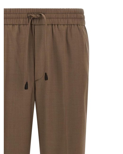 Brioni Brown Straight Drawstring Pants for men