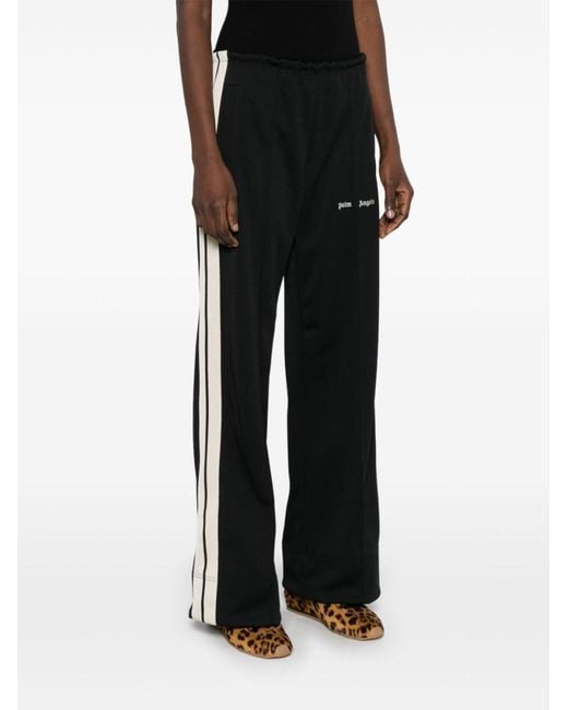 Palm Angels Black Wide-Leg Trousers With Contrasting Stripe Detail
