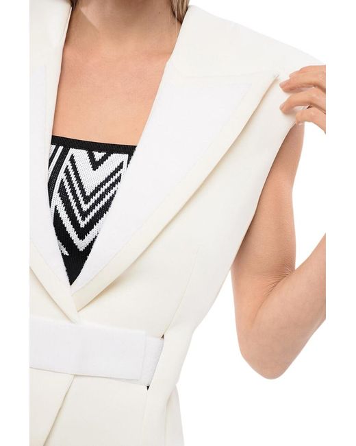 Balmain White Solid Peaked Lapel Blazer