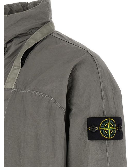 Stone Island Gray Solid Logo Jacket for men