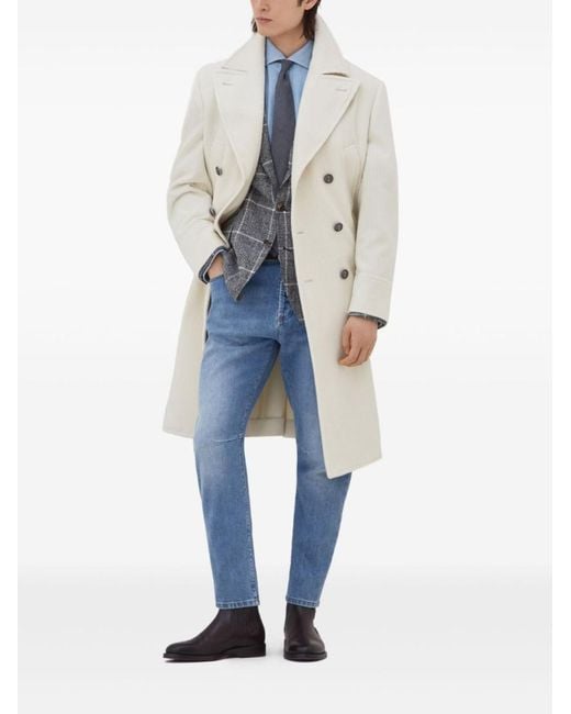 Brunello Cucinelli Blue Wool Deconstructed Jacket for men