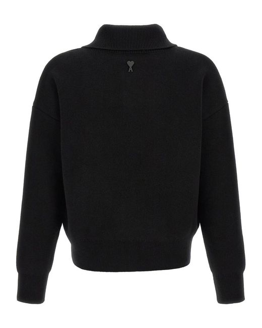 AMI Black Button-Up Sweater for men