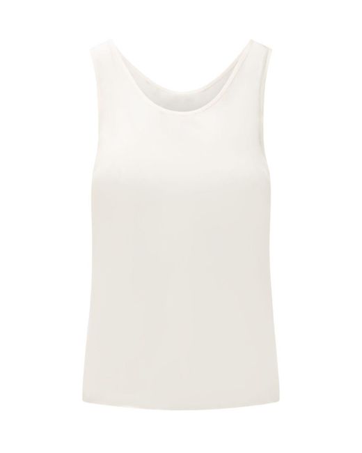Pinko White Solid Scoop Neck Top