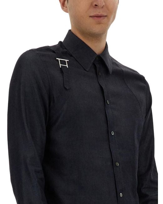 McQueen Blue Regular Solid Shirt for men