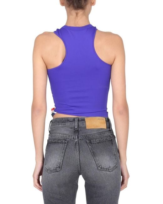 Off-White c/o Virgil Abloh Blue Solid Mock Collar Top