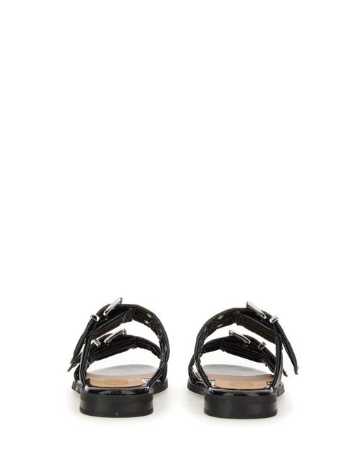 Ganni Black Solid Buckle Sandals