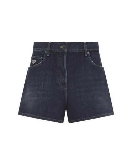 Prada Blue Solid Shorts