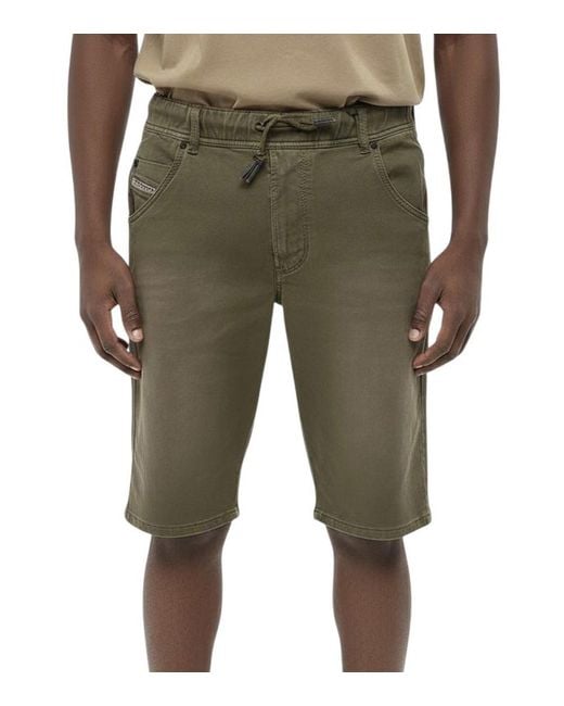 DIESEL Green Slim Solid Shorts for men