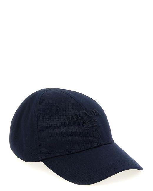 Prada Blue Logo Embroidery Baseball Hat for men