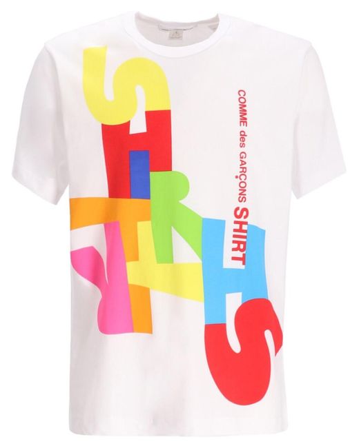 Comme des Garçons Men's Pink Crewneck Graphic Print T-Shirt