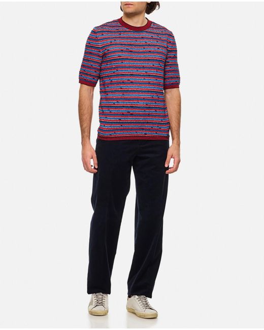 Bottega Veneta Blue Striped Pattern Crewneck T-Shirt for men