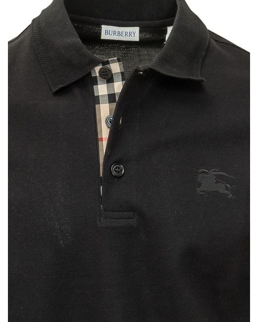 Burberry Black Solid Shirt Collar Polo for men