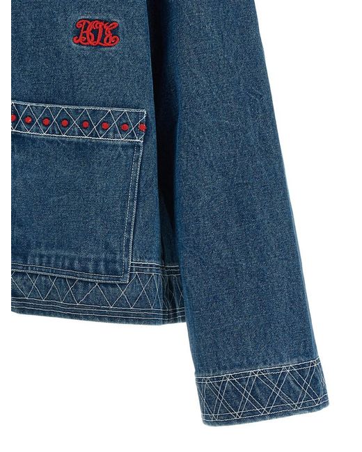 Bode Blue Embroidered Jacket for men
